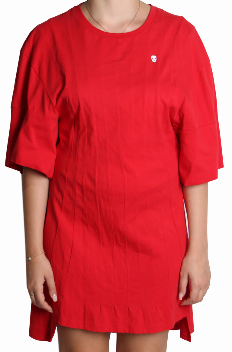 philipp plein red dress Philipp Plein Long-sleeved Ruched Mini Dress